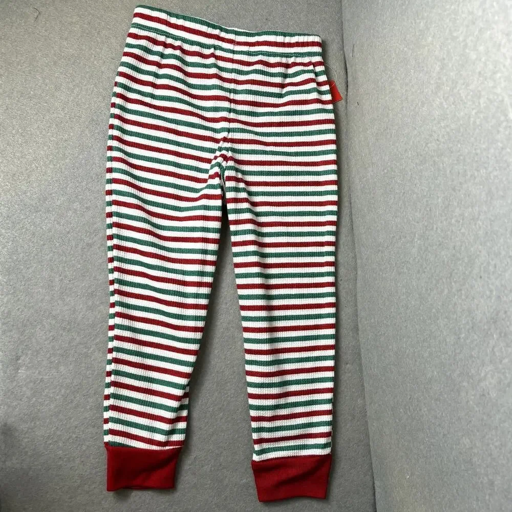Christmas Candy Stripe Toddler 2T-3T Baby Thermal Henley Pajama Unisex NWT